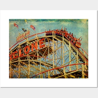 Riding The Famous Cyclone Roller Coaster Posters and Art